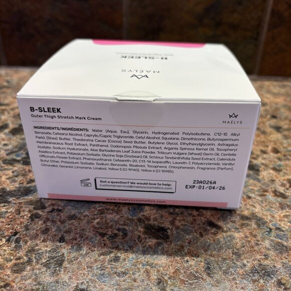 New Sealed Maelys B-Sleek Outer Thigh Stretch Mark Cream 100ml/3.38 oz - Picture 4 of 7